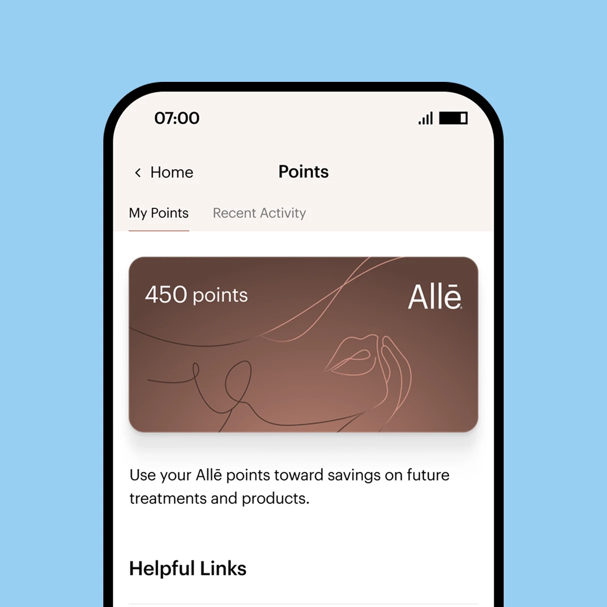 Screenshot of a phone showing how one can earn points with Alle